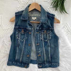 Madewell Denim Button Front Vest Storm Cloud Wash size S